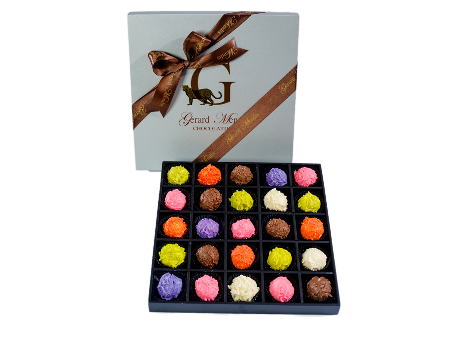 TRUFFLES 25 PIECE CLASSIC WOODEN CHOCOLATE BOX