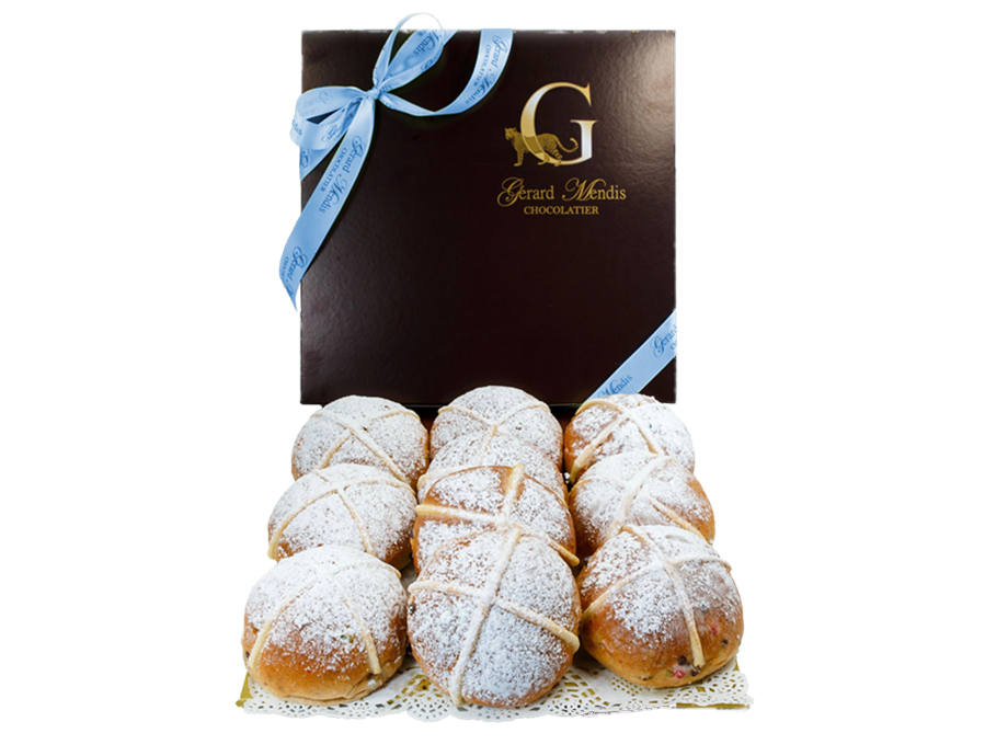 EASTER VANILLA CREAM & BLUEBERRY HOT CROSS BUNS - 10 PIECE