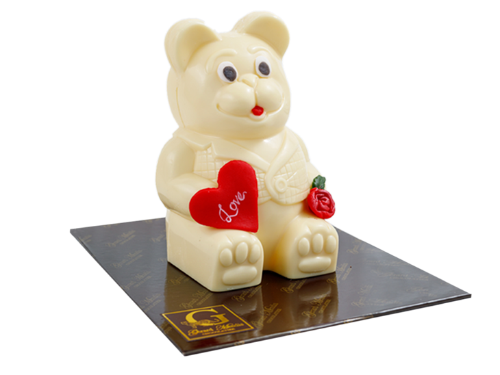 LOVE STRUCK TEDDY BEAR (WHITE CHOCOLATE), 300 GRAMS