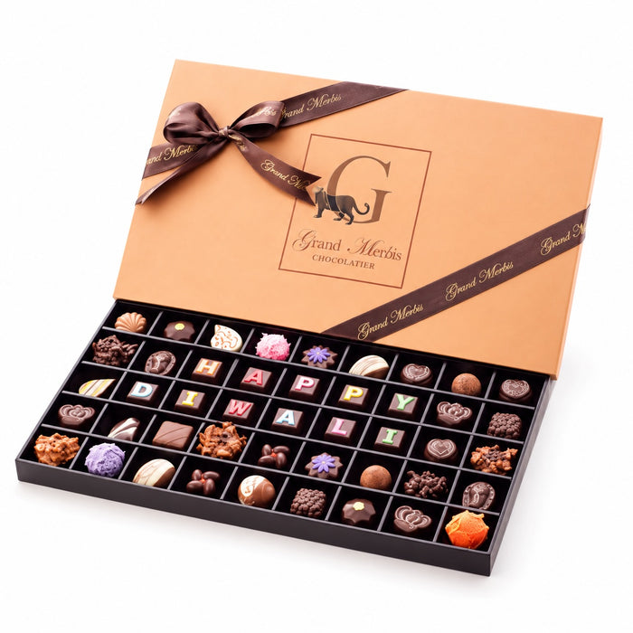 HAPPY DIWALI, 45 PIECE CHOCOLATE SIGNATURE WOODEN GIFT BOX