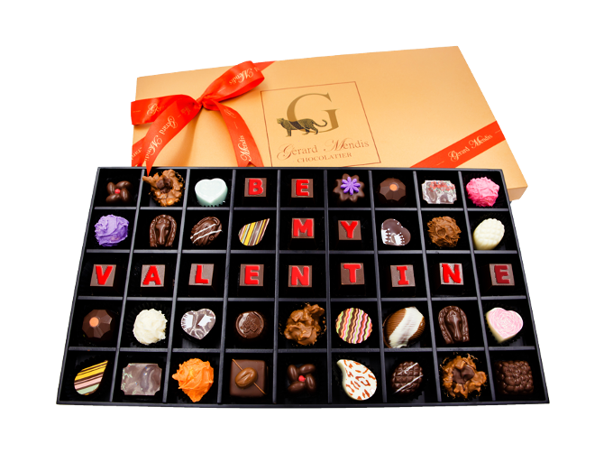 BE MY VALENTINE, 45 PIECE CLASSIC WOODEN CHOCOLATE BOX