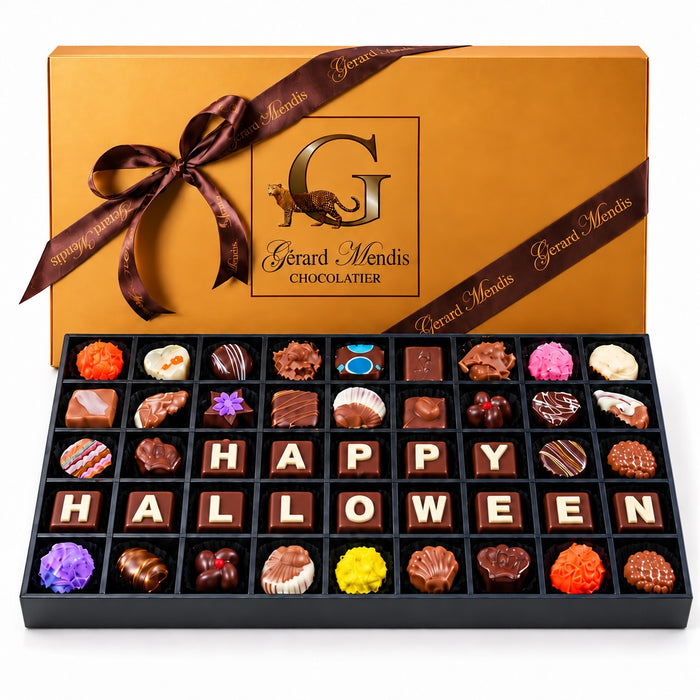 HAPPY HALLOWEEN, 45 PIECE CLASSIC WOODEN CHOCOLATE BOX
